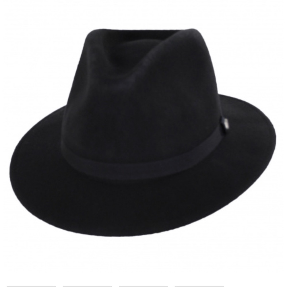 Brixton Black Wool Leather Trim Hat NWTs size large